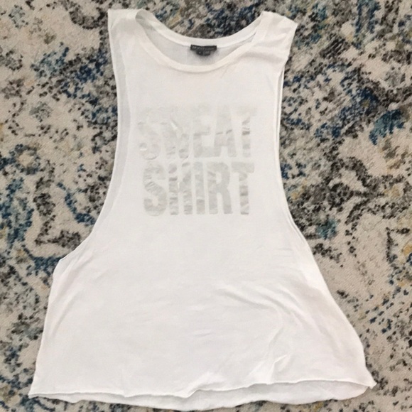 White “sweat shirt” muscle tee - Picture 1 of 5